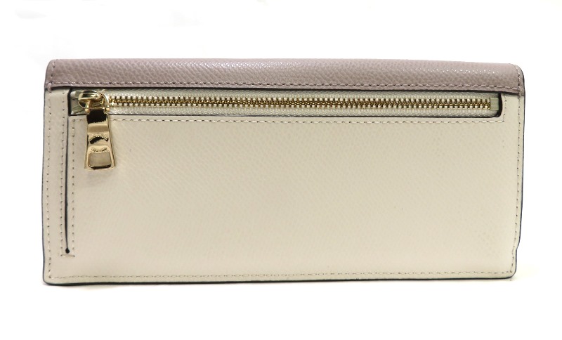 COACH コーチ 財布 長財布 グレー系ベージュ×アイボリー レザー