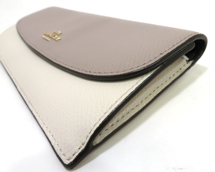 COACH コーチ 財布 長財布 グレー系ベージュ×アイボリー レザー