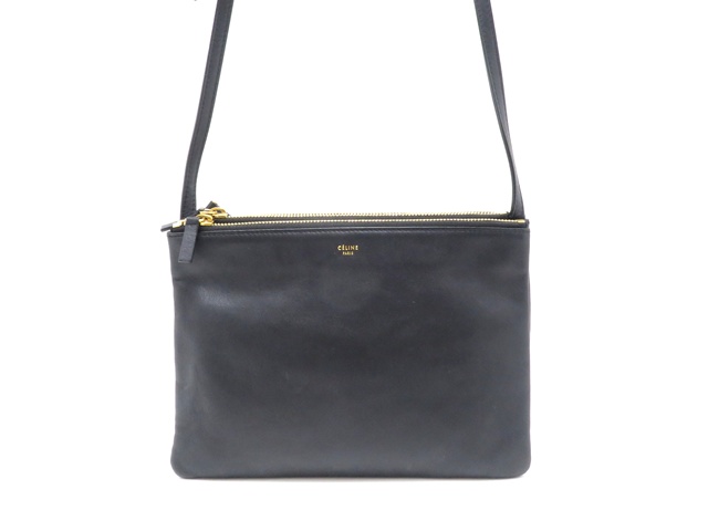 CELINE セリーヌ トリオバッグ ラージ ブラック ラムスキン