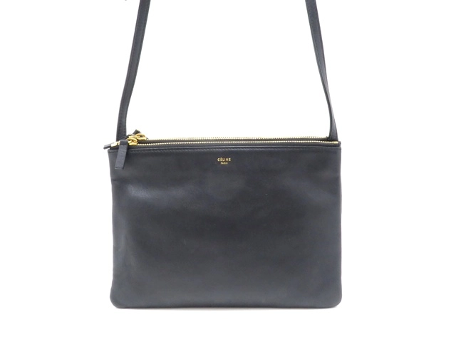 セリーヌ ラムスキン トリオ ショルダーバッグ 171453 CELINE セリーヌ トリオバッグ ラージ ブラック ラムスキン