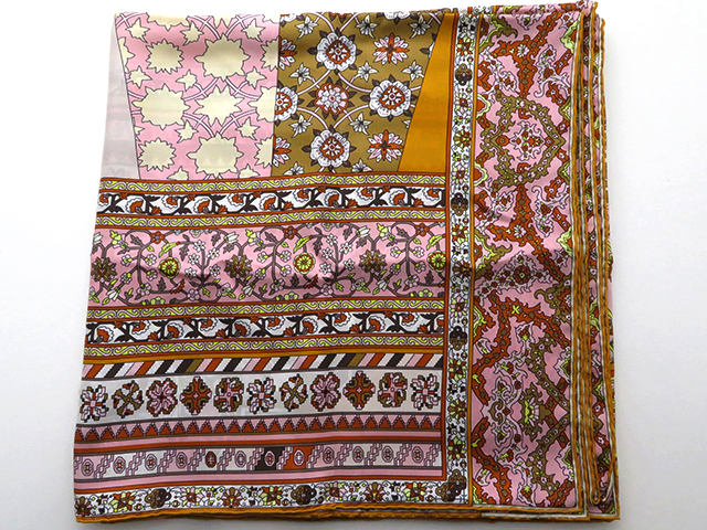 HERMES エルメス 小物 スカーフ カレ140 オレンジ/ピンク シルク【430