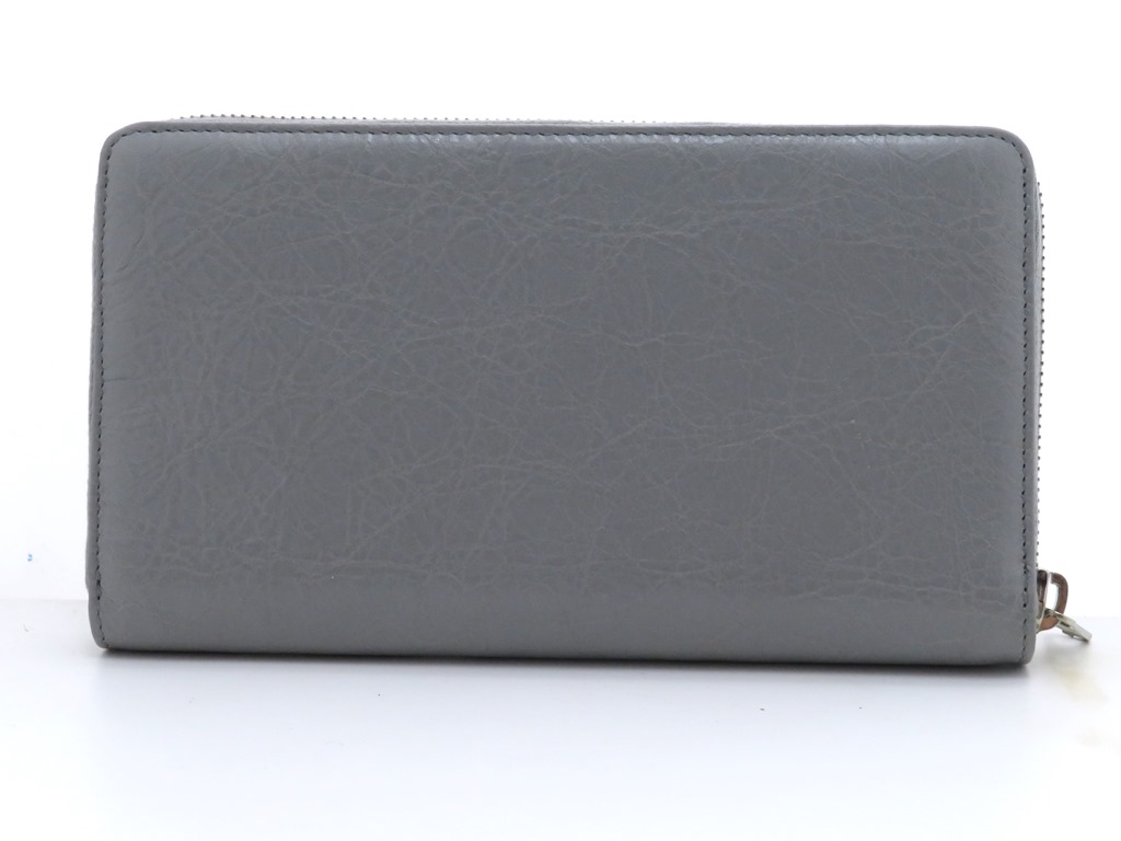 BALENCIAGA バレンシアガ ラウンド長財布 グレー レザー 519641 BALENCIAGA バレンシアガ ラウンド長財布 グレー レザー 519641