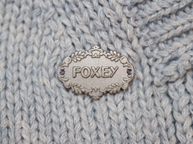 FOXEY　フォクシー　ニットカーディガン　ジップアップ　34375-KSJFY26MY　レディース40　ブルー　コットン　カシミヤ　 2120000205453【200】