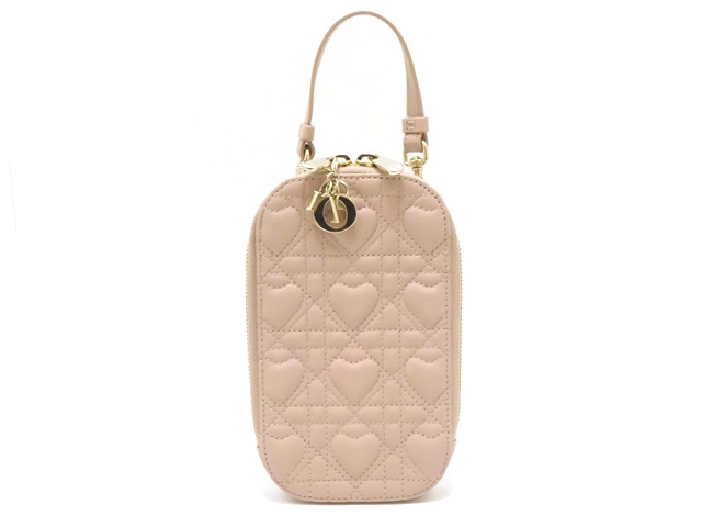 DIOR ディオール レディオールフォーンポーチ ピンク ラムスキン 【430