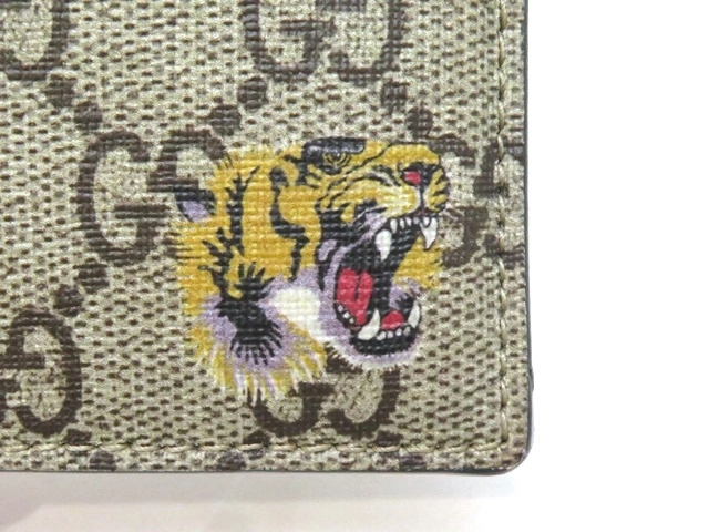GUCCI グッチ GGスプリームカードケース PVC ベージュ/ブラック 451277【430】2143100534520