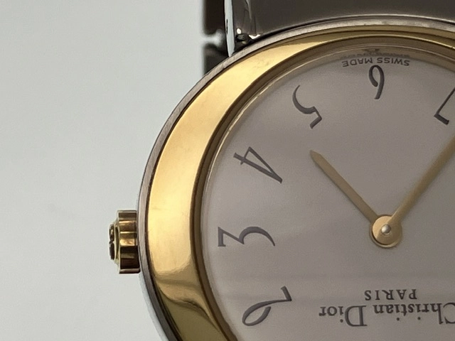Dior ディオール 腕時計 D76-200 SS/GP ホワイト文字盤 クオーツ【472】MN