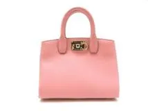 Salvatore Ferragamo フェラガモ スタジオ 2WAY バッグ ピンク レザー