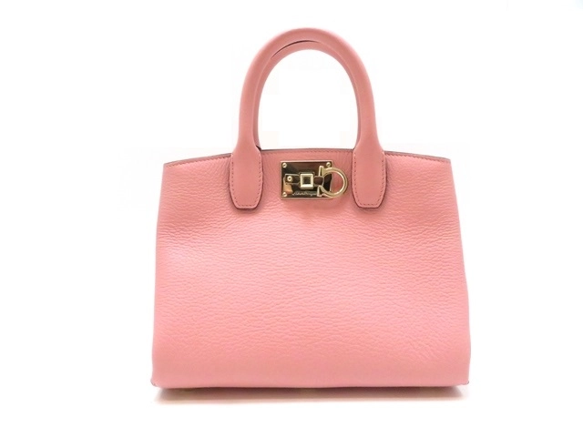 Salvatore Ferragamo フェラガモ スタジオ 2WAY バッグ ピンク レザー