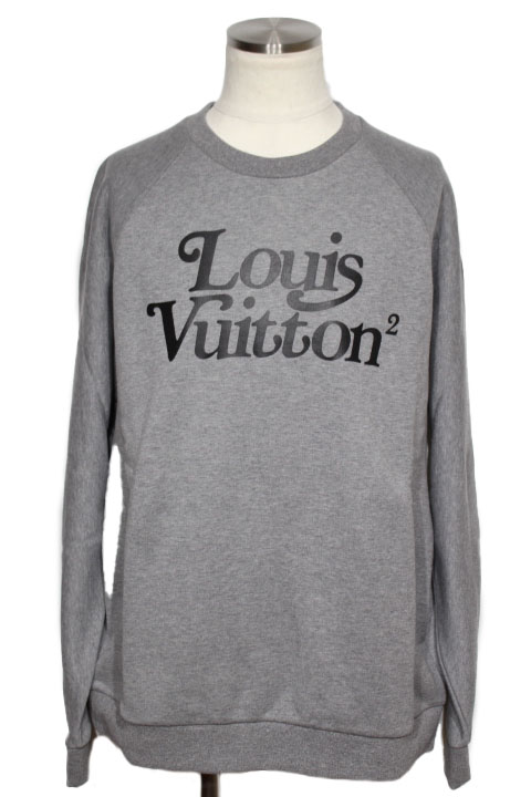 LOUIS VUITTON × NIGO　ルイヴィトン　衣類　スクエアードＬＶスウェットシャツ　トレーナー　メンズXL　グレー　ロゴ　コットン　 NIGO　2143000486509　【200】