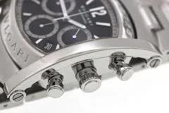 BVLGARI ブルガリ 腕時計 2012年正規品 アショーマ クロノ AA48SCH ステンレス ブラック文字盤 クオーツ【472】SJ