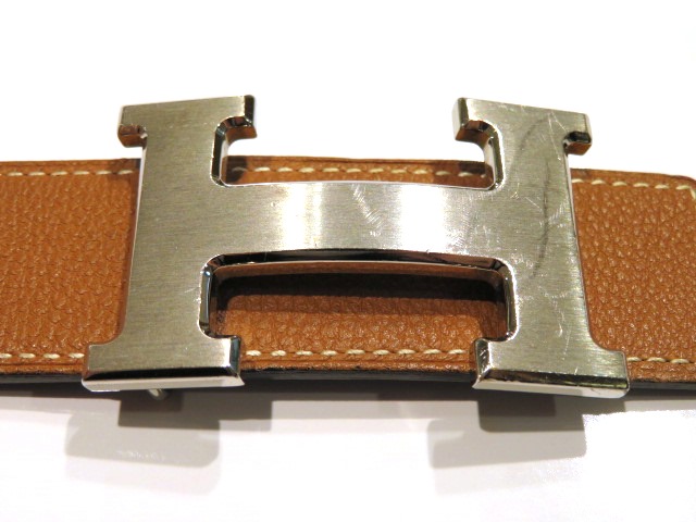 Hermes Black Box Calf Constance Reversible Belt #95 Small