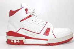 LOUIS VUITTON　ルイヴィトン　靴　スニーカー　LVトレイナーライン　メンズ7　ホワイト　レッド　カーフ　参考定価￥172800-　2147100261820　【200】