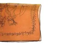 HERMES エルメス カレ45 シフォン 荷物を運ぶ像　オレンジ/ブラウン シルク 衣料品 TM2【432】