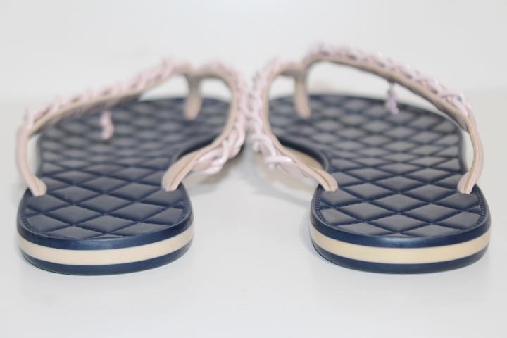 CHANEL シャネル サンダル レディース37 ピンク ブルー レザー ココ
