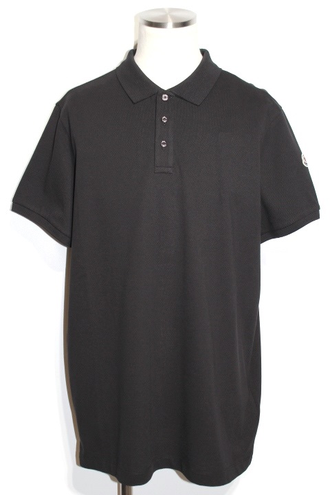 ゆーMONCLER ブラック ポロシャツ XXL★ MONCLER モンクレール トップス ロゴポロシャツ メンズXXL ブラック