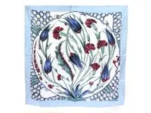 HERMES エルメス カレ90 Ceramique ottomane ライトブルー シルク 衣料品 TM2【472】