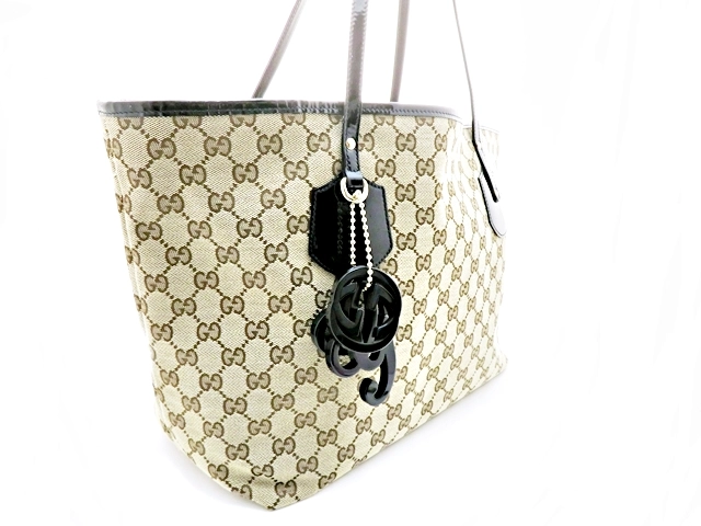 GUCCI グッチ　ジョリー ＧＧトートバッグ ベージュ/ブラック キャンバス/パテ　211975　2148103779190【437】