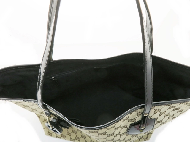 GUCCI グッチ　ジョリー ＧＧトートバッグ ベージュ/ブラック キャンバス/パテ　211975　2148103779190【437】