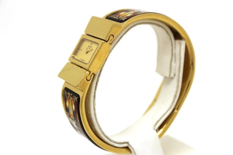 HERMES エルメス 時計 ロケ L01.201 七宝/金メッキ レディース