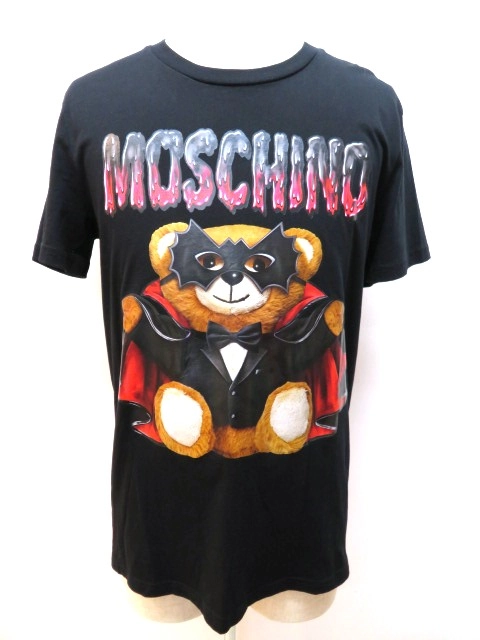 MOSCHINO モスキーノ Tシャツ メンズ 48 ブラック テディベア コットン ...