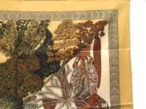 HERMES エルメス 衣料品 スカーフ カレ90 Legendes de L'Arbre (木の伝説) イエロー系 シルク100％【473】