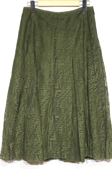 FENDI フェンディ 衣類 スカート レディース40 カーキ レース コットン  