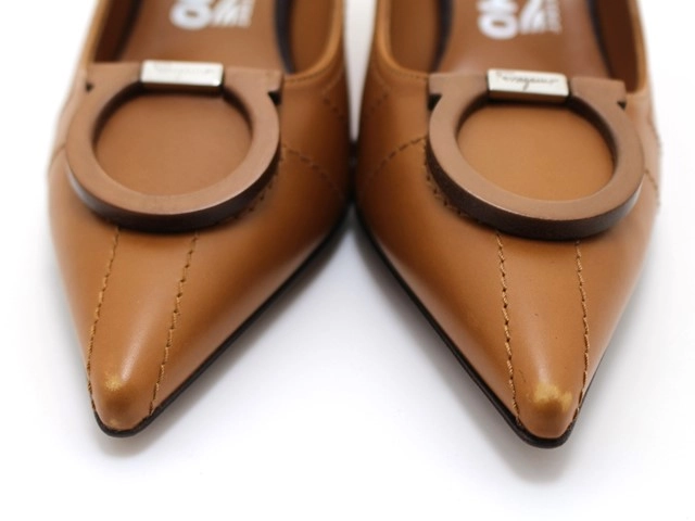 Salvatore Ferragamo フェラガモ 靴 ガンチーニパンプス レディース6(約23.5cm) ブラウン カーフ (2147100545180) 【200】