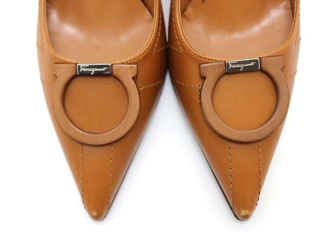 Salvatore Ferragamo フェラガモ 靴 ガンチーニパンプス レディース6(約23.5cm) ブラウン カーフ (2147100545180) 【200】