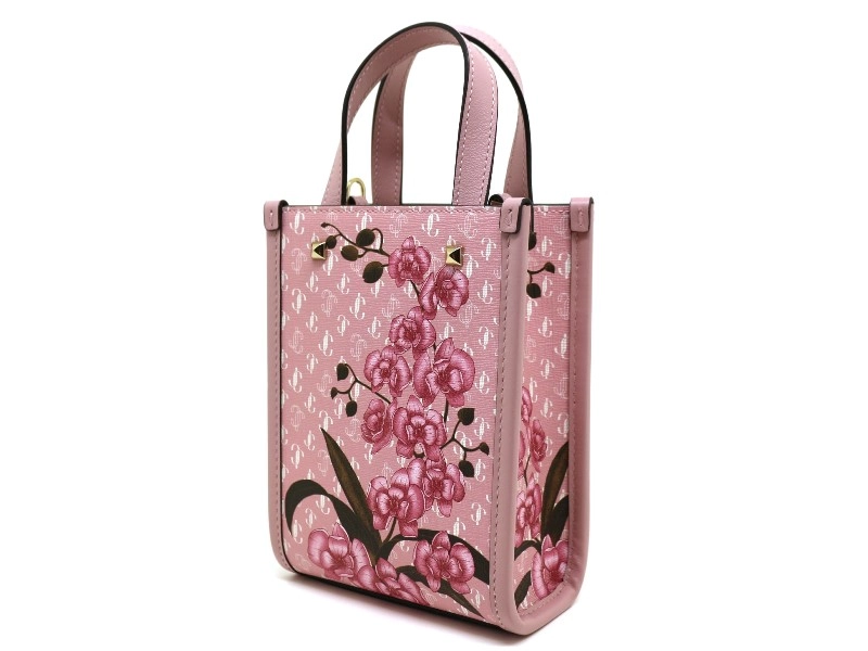 JIMMY CHOO ジミーチュウ ミニ ノースサウス トート ピンク PVC/レザー 2WAYバッグ 2120000300097【200】