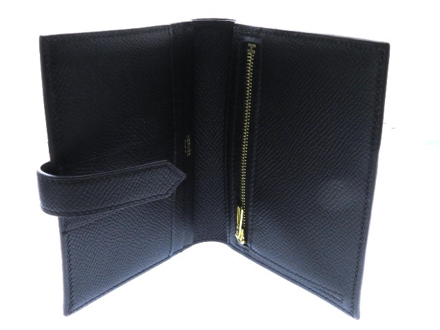 HERMES エルメス 財布 ベアンコンパクト ブラック ゴールド金具 HERMES エルメス 財布 ベアンコンパクト ブラック ゴールド金具