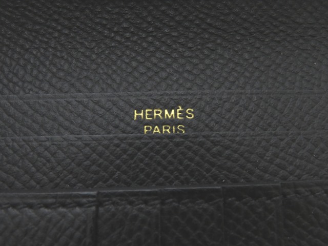 HERMES エルメス 財布 ベアンコンパクト ブラック ゴールド金具 ヴォーエプソン Z刻印 2148103381898【430】