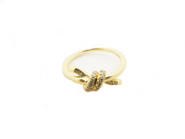TIFFANY＆CO　ティファニー　リング　ノットＲ　　K18ピンクゴールド/ダイヤモンド　3.3g　US4.5　日本8号　70156032　2143700194452【437】