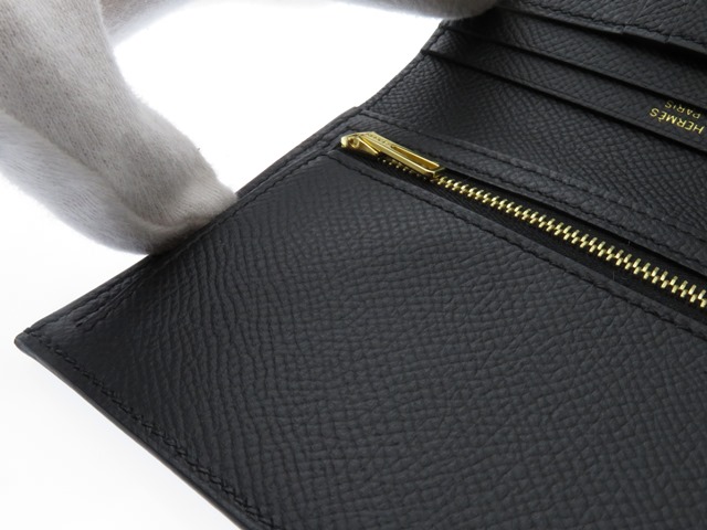 HERMES エルメス 財布 ベアンコンパクト ブラック ゴールド金具 HERMES エルメス 財布 ベアンコンパクト ブラック ゴールド金具