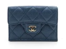 CHANEL シャネル クラシックスモールフラップ ウォレット メタリックブルー キャビアスキン【431】 の購入なら「質」の大黒屋（公式）