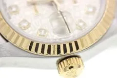 U番 ROLEX ロレックス デイトジャスト26 69173G ステンレス／K18イエローゴールド 10Pダイヤモンド彫りコンピューターシルバー文字盤 自動卷【472】SJ