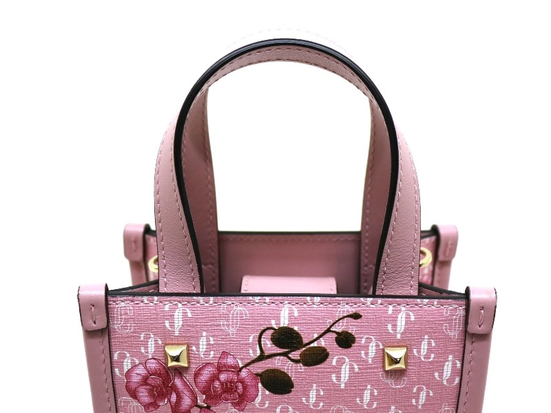 JIMMY CHOO ジミーチュウ ミニ ノースサウス トート ピンク PVC/レザー 2WAYバッグ 2120000300097【200】