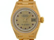 X番 ROLEX ロレックス 腕時計 デイトジャスト26 69178LR K18イエローゴールド 10Pルビー/45Pダイヤモンド シャンパン文字盤 自動巻き【472】SJ