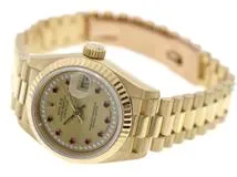 X番 ROLEX ロレックス 腕時計 デイトジャスト26 69178LR K18イエローゴールド 10Pルビー/45Pダイヤモンド シャンパン文字盤 自動巻き【472】SJ