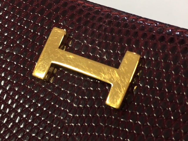 HERMES エルメス ベアン二つ折長財布（マチなし） リザード