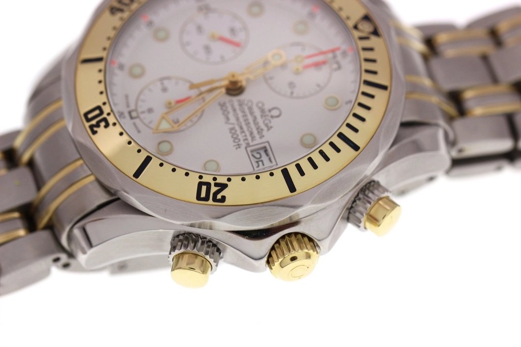 OMEGA オメガ 腕時計 シーマスター ダイバー300m クロノグラフ 2398.20.00 K18イエローゴールド/ステンレス ホワイト文字盤 自動巻き【472】SJ