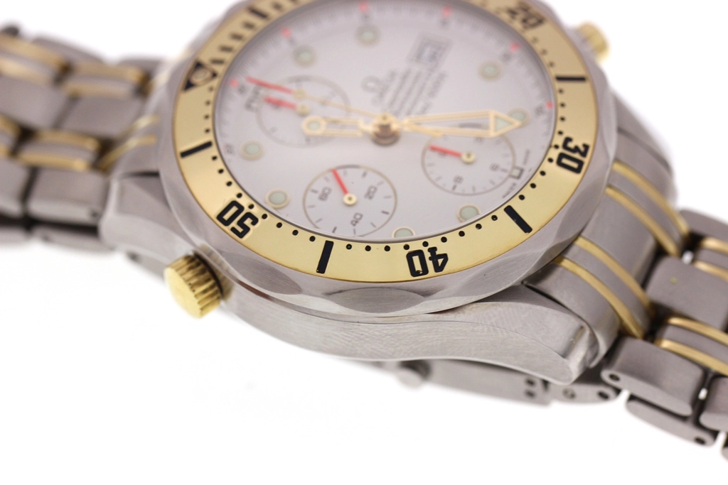 OMEGA オメガ 腕時計 シーマスター ダイバー300m クロノグラフ 2398.20.00 K18イエローゴールド/ステンレス ホワイト文字盤 自動巻き【472】SJ