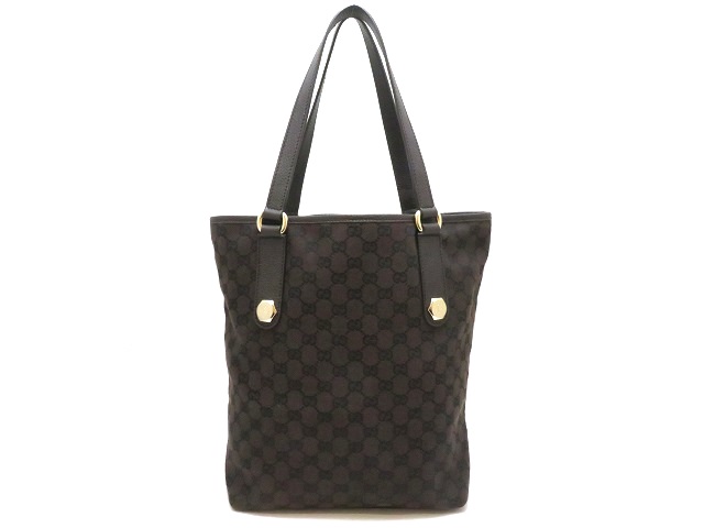 GUCCI グッチ GGトートバッグ ダークブラウン キャンバス/レザー