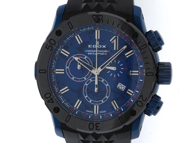 EDOX エドックス クロノオフショア1 クロノグラフ スペシャルエディション ステンレス/ラバー 10221-37BU5-BUM5 500ｍ防水  男性用 クオーツ時計【473】 の購入なら「質」の大黒屋（公式）