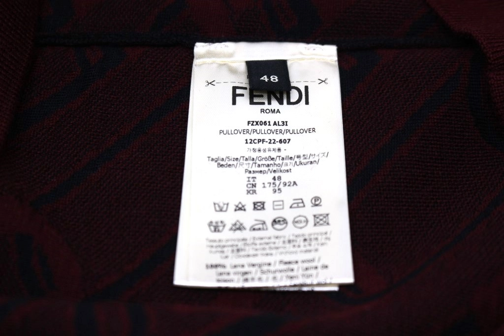 FENDI フェンディ 衣類 セーター メンズ48（約Mサイズ）  ボルドー ウール FZX061AL3I （2143200600781）【200】