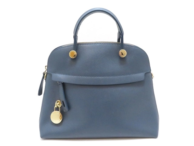 FURLA フルラ パイパー ２WAYバッグ ネイビー レザー G6865【430】2148103694615 の購入なら「質」の大黒屋（公式）