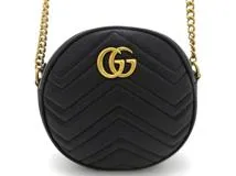 GUCCI グッチ GGマーモント ラウンド ミニ チェーンショルダーバッグ