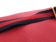 GUCCI グッチ ヴィンテージロゴ ボディバッグ ウエストバッグ レザー レッド マルチ【473】