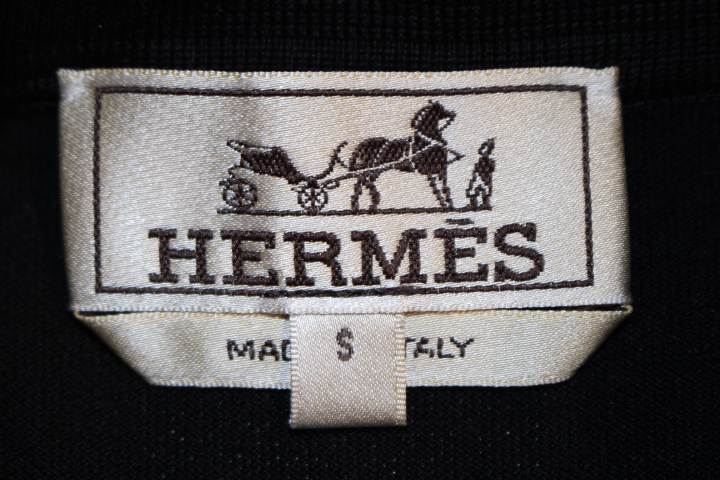 HERMES　エルメス　トップス　ポロシャツ　メンズS　ブラック　コットン　Hロゴ　2146000279829【200】