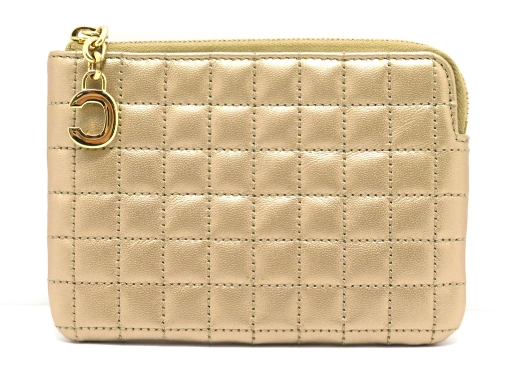 CELINE セリーヌ Cチャーム コインu0026カード ポーチ ゴールド レザー 10B823BFR.35OR【431】2143300214062  の購入なら「質」の大黒屋（公式）