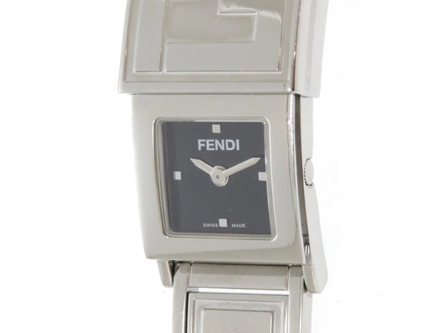 フェンディ 回転フェイス 腕時計 クオーツ ブラック文字盤 ステンレススチール レディース FENDI 【1-0083760】